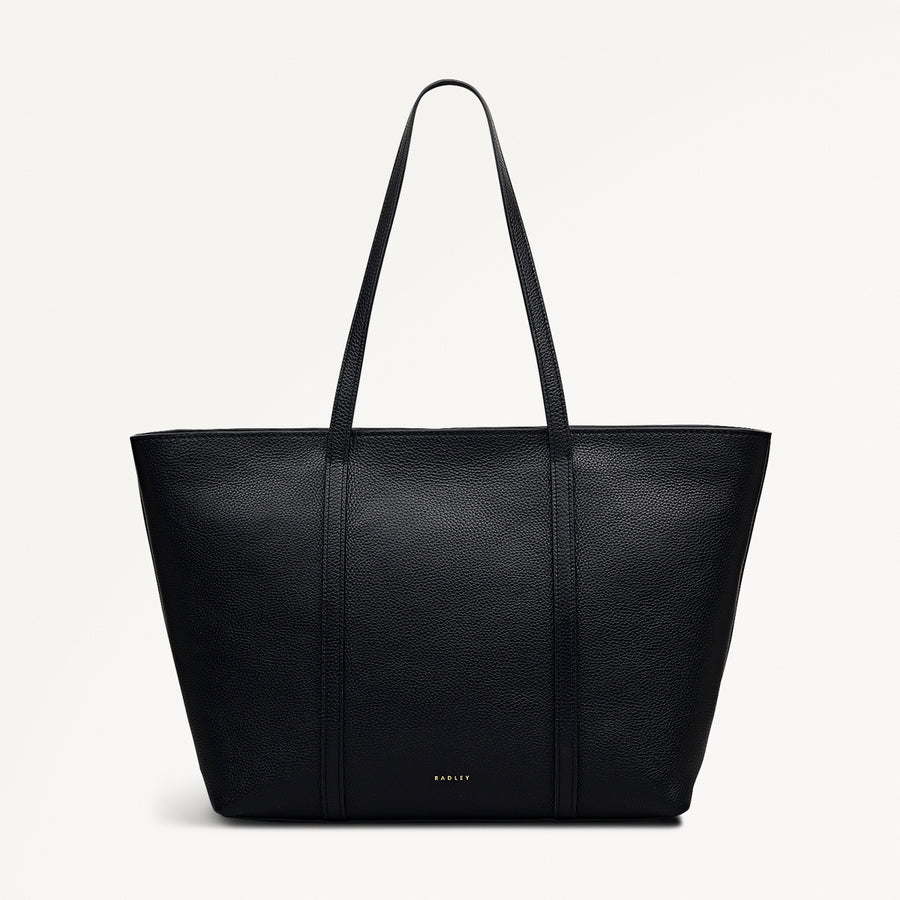The Weekly Leather Large Ziptop Tote Bag in Black  - 112020