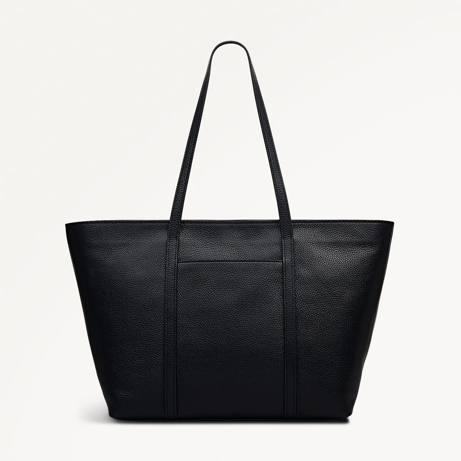 The Weekly Leather Large Ziptop Tote Bag in Black  - 112020
