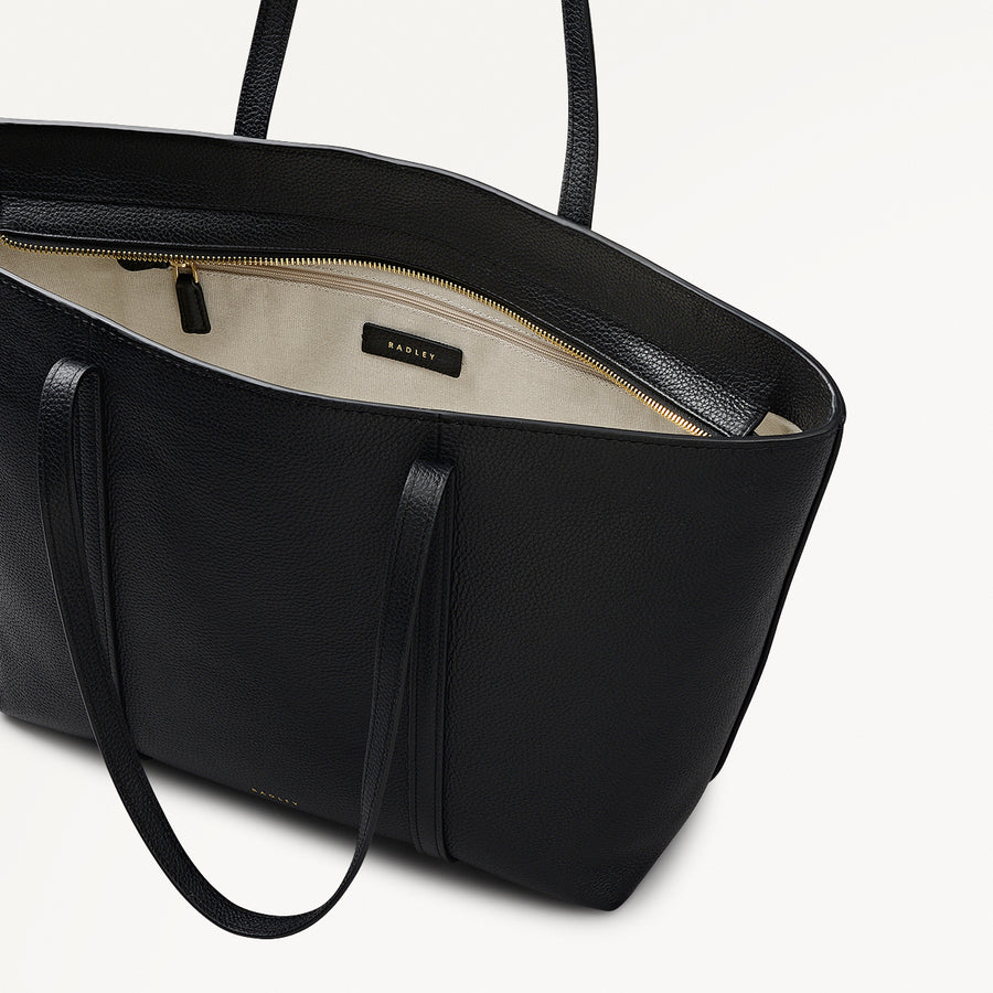 The Weekly Leather Large Ziptop Tote Bag in Black  - 112020