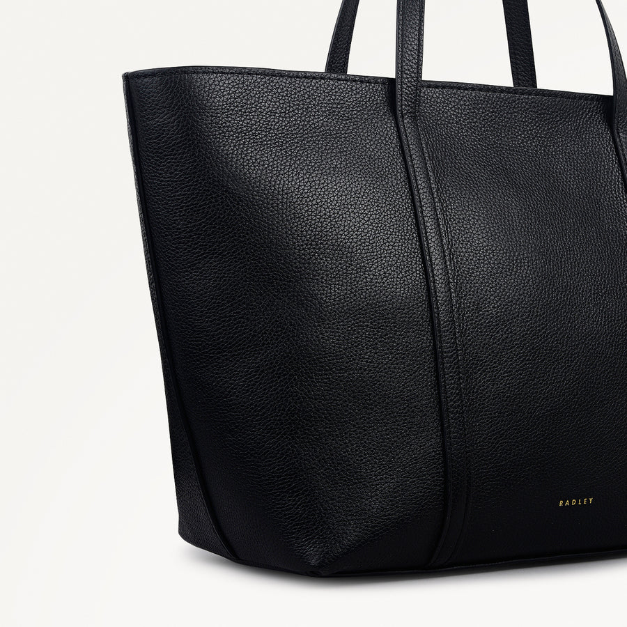 The Weekly Leather Large Ziptop Tote Bag in Black  - 112020