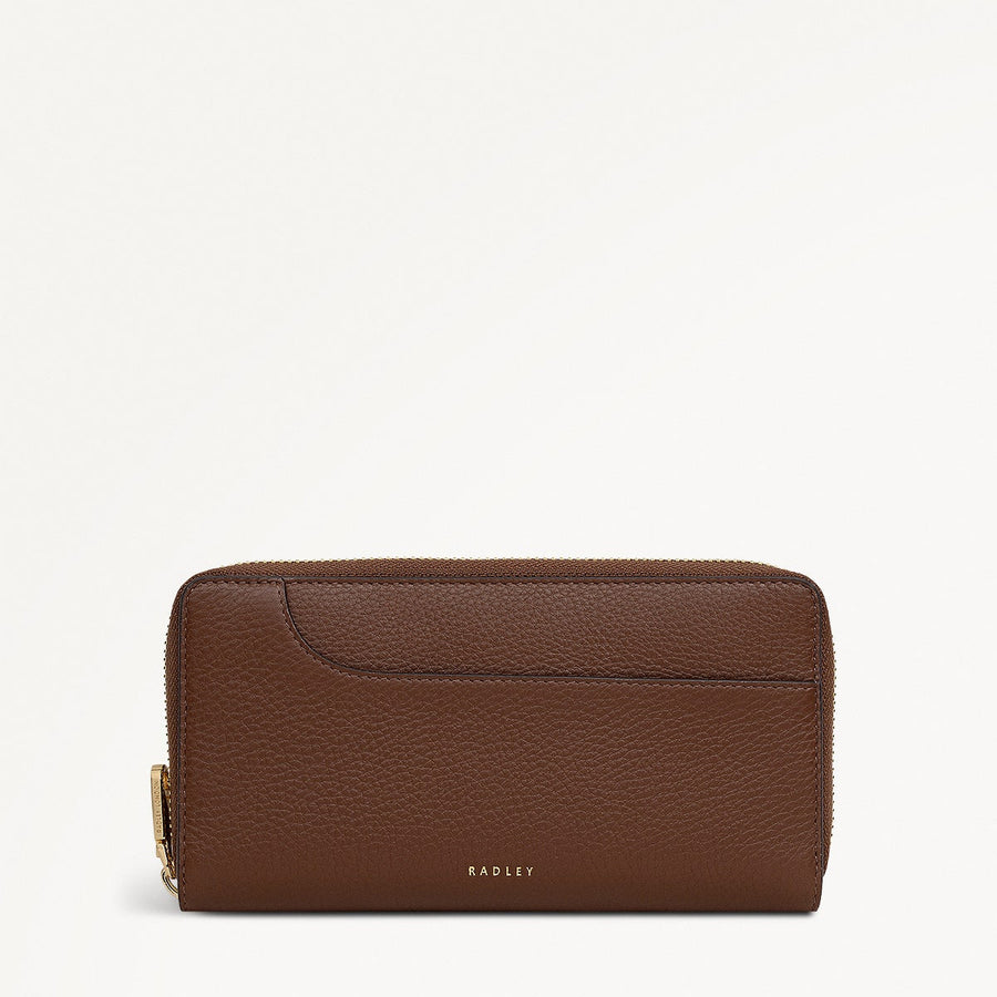 Pockets Large Zip Around Wallet in Chocolate - 112045