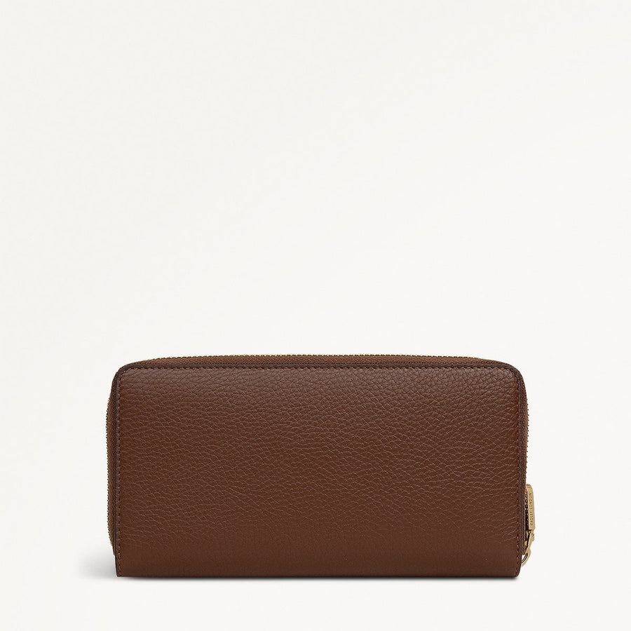 Pockets Large Zip Around Wallet in Chocolate - 112045