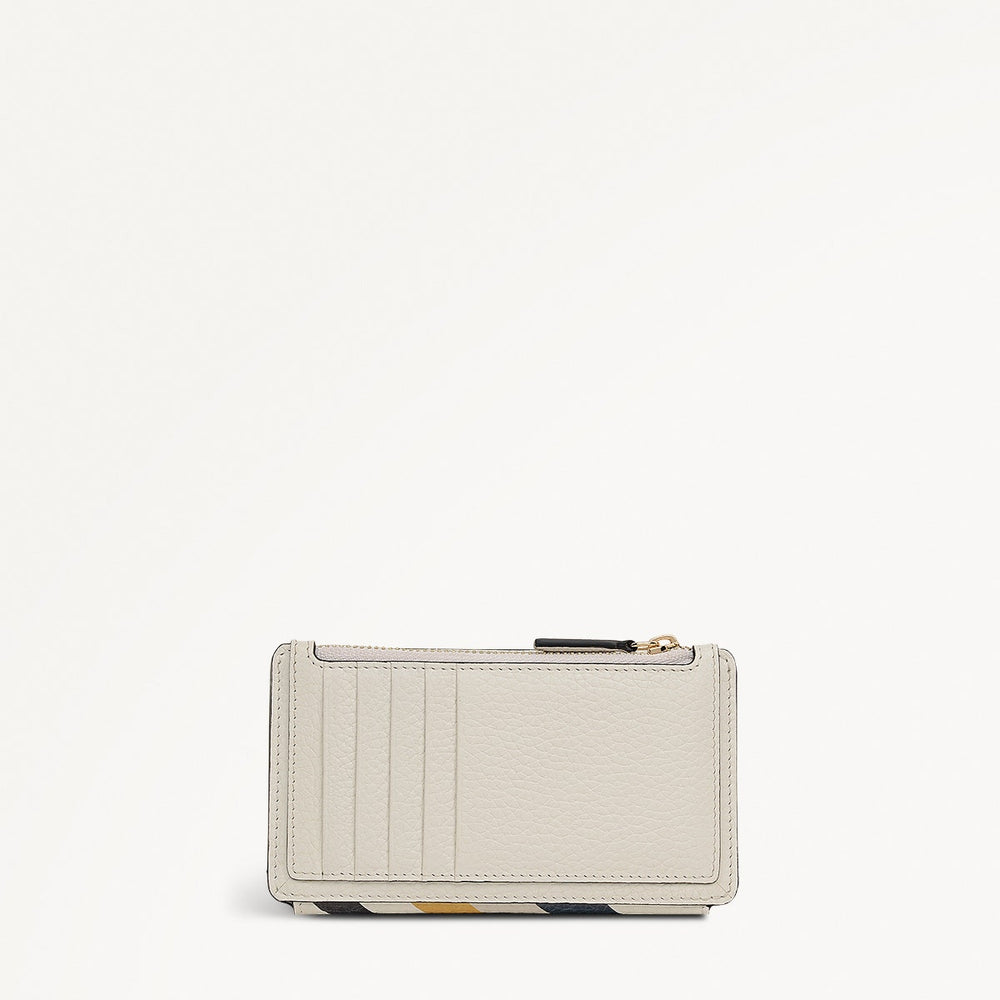 Coin Street Leather Medium Ziptop Wallet in Chalk - 112060