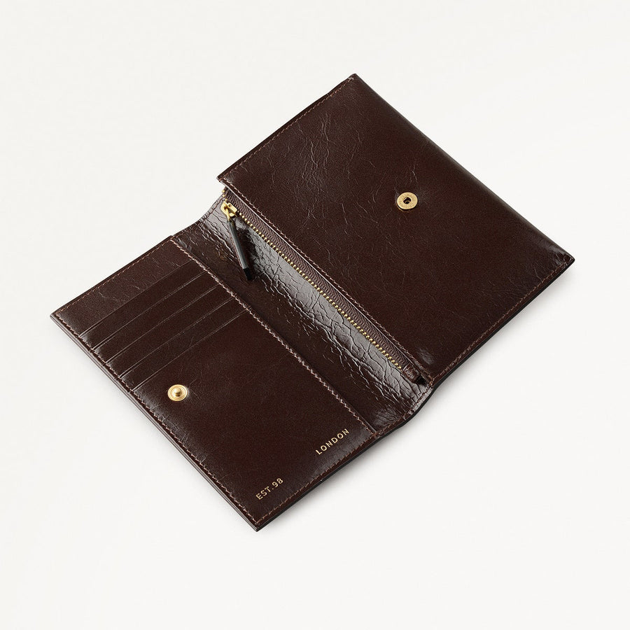 Oak Street Medium Flapover Wallet in Dark Oak - 112062