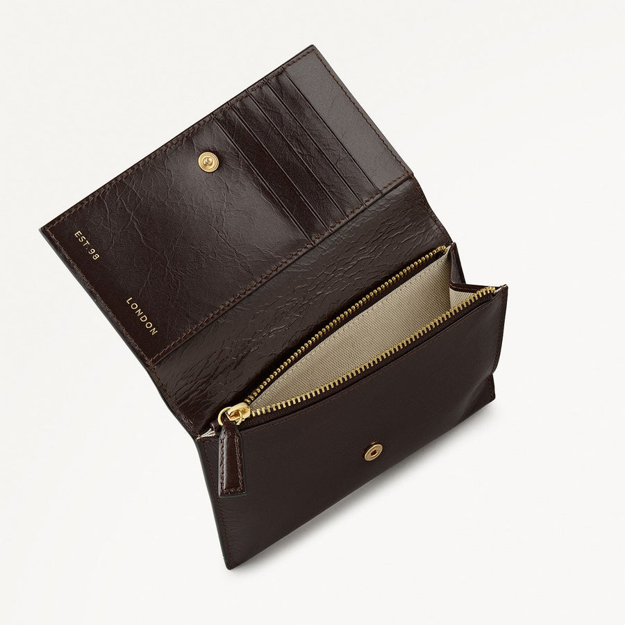 Oak Street Medium Flapover Wallet in Dark Oak - 112062