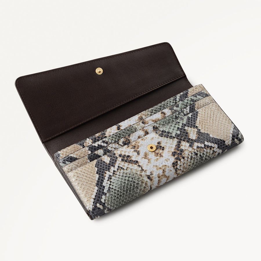 The Kensal Leather Large Flapover Wallet in Pine Needle - 112086