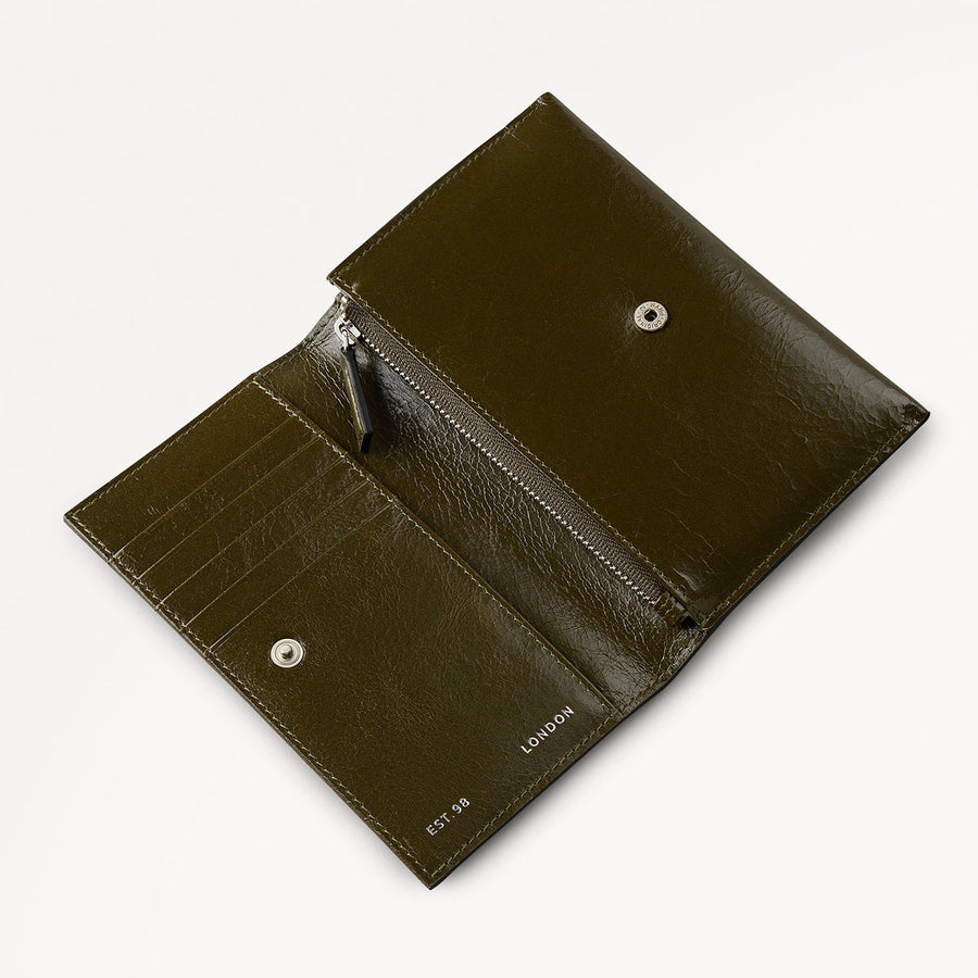 Oak Street Leather Medium Flapover Wallet in Pine Needle - 112087