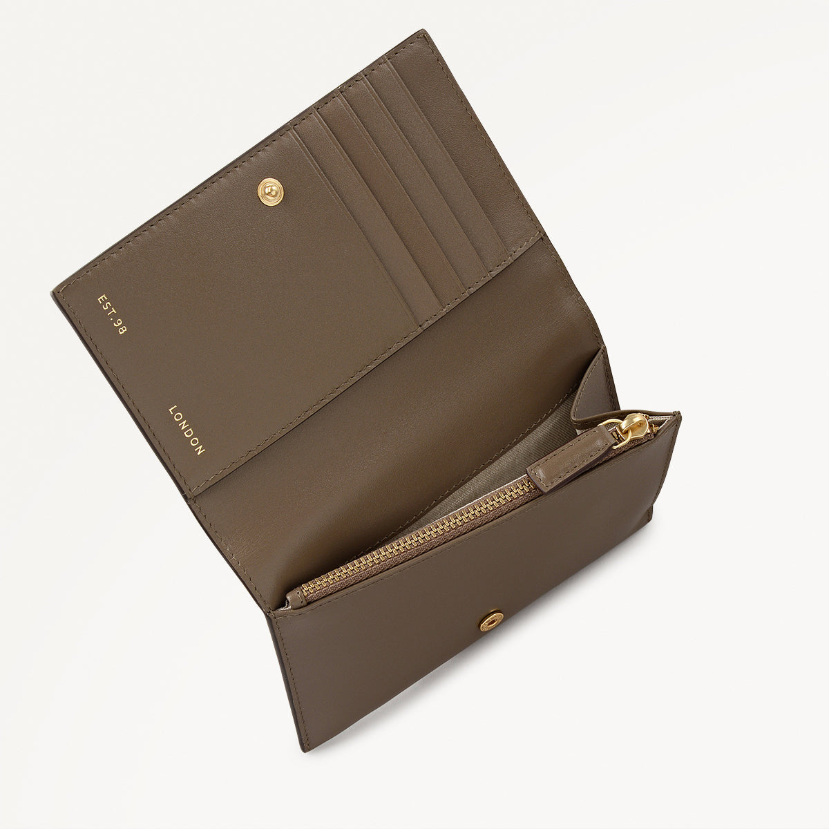 Oak Street Leather Medium Flapover Wallet in Coffee - 112088