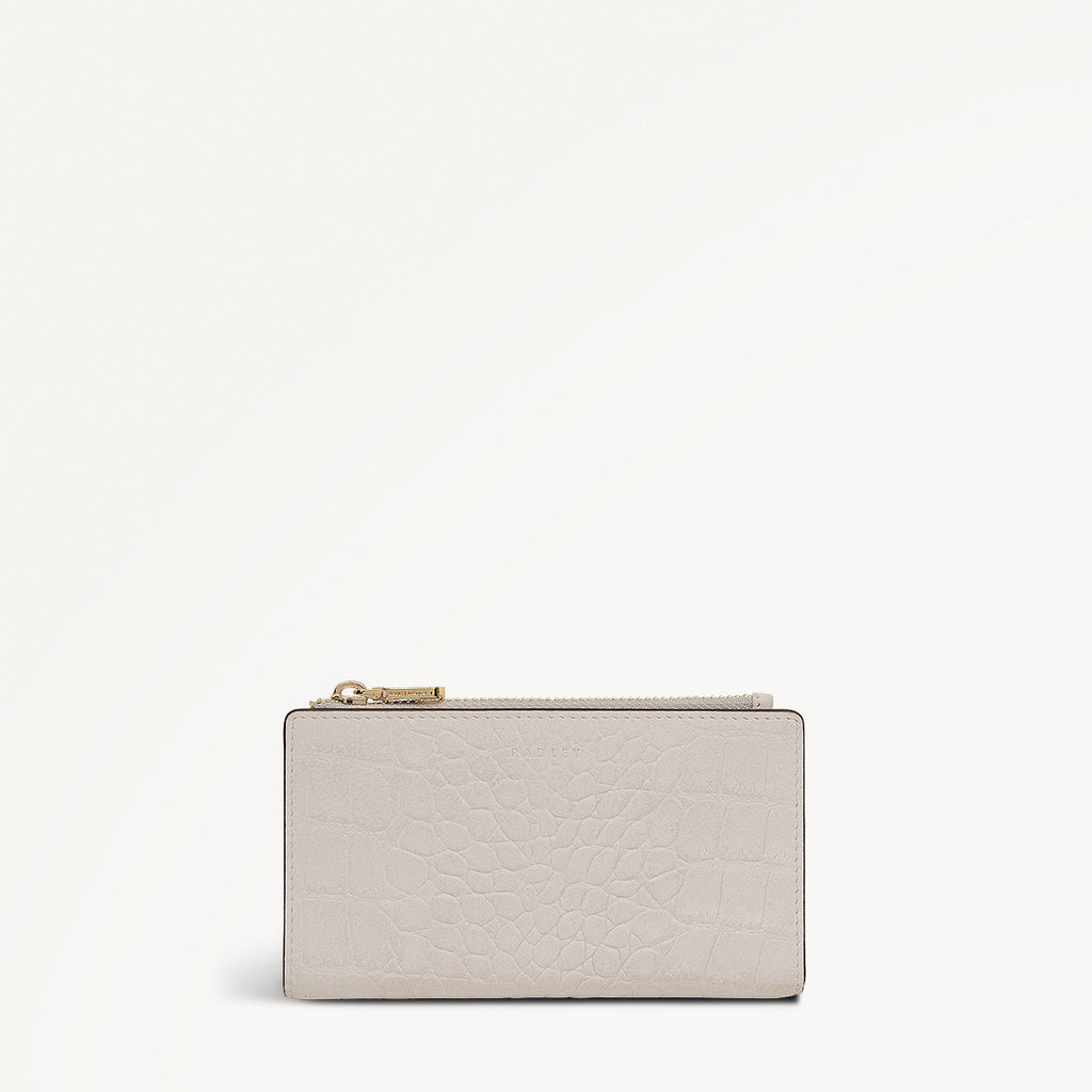 Coin Street Leather Medium Ziptop Wallet in Snow - 112091