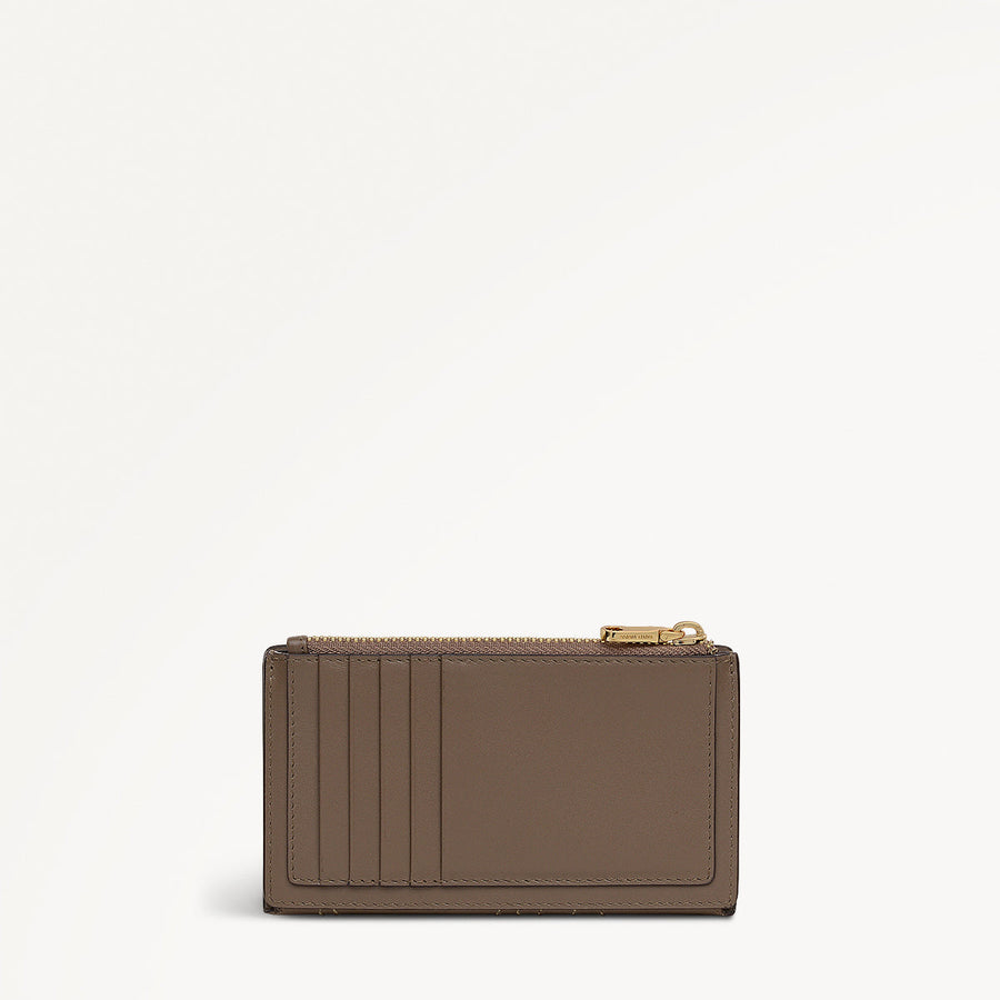 Coin Street Leather Medium Ziptop Wallet in Coffee - 112103