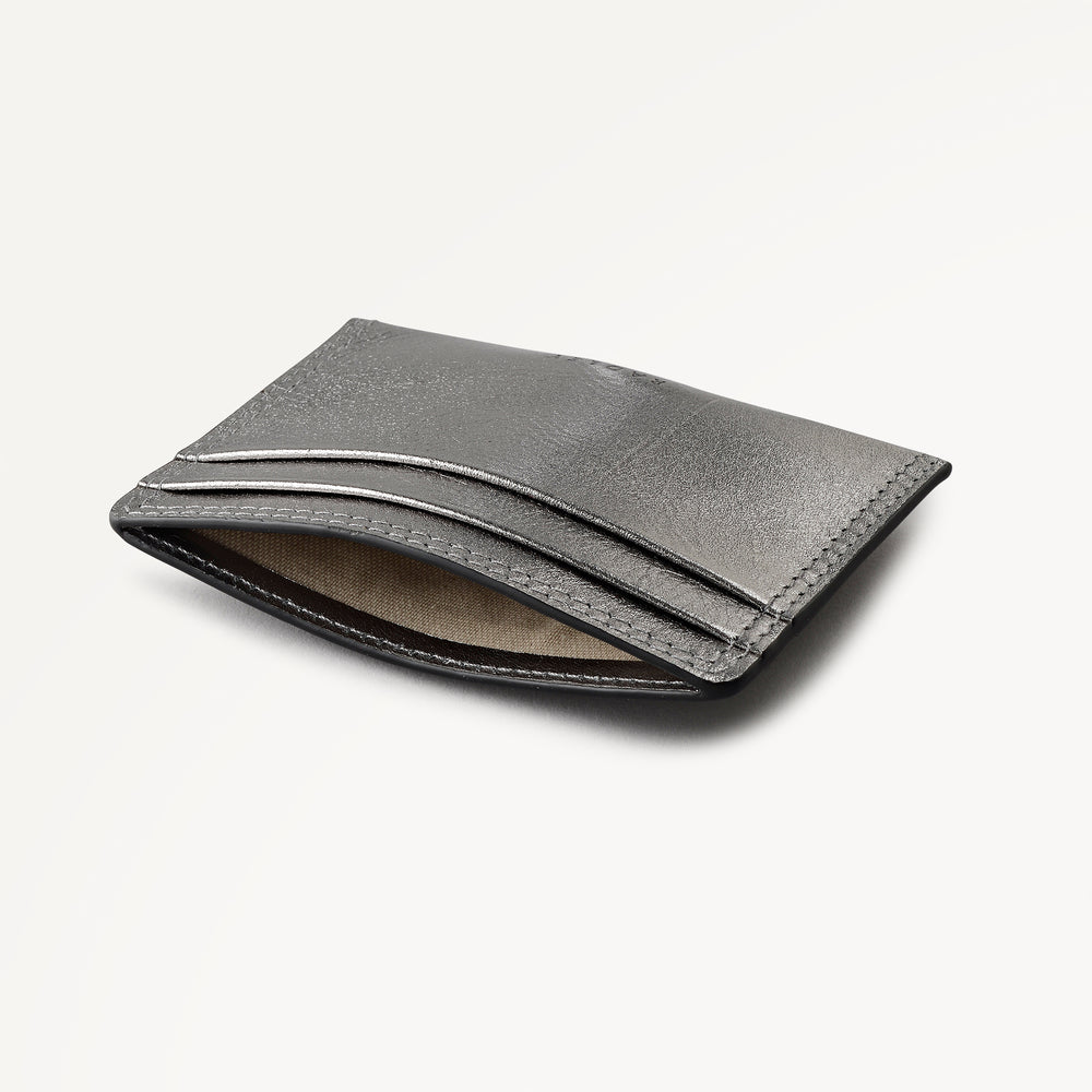 Coin Street Leather Small  Card Holder in Silver - 112109
