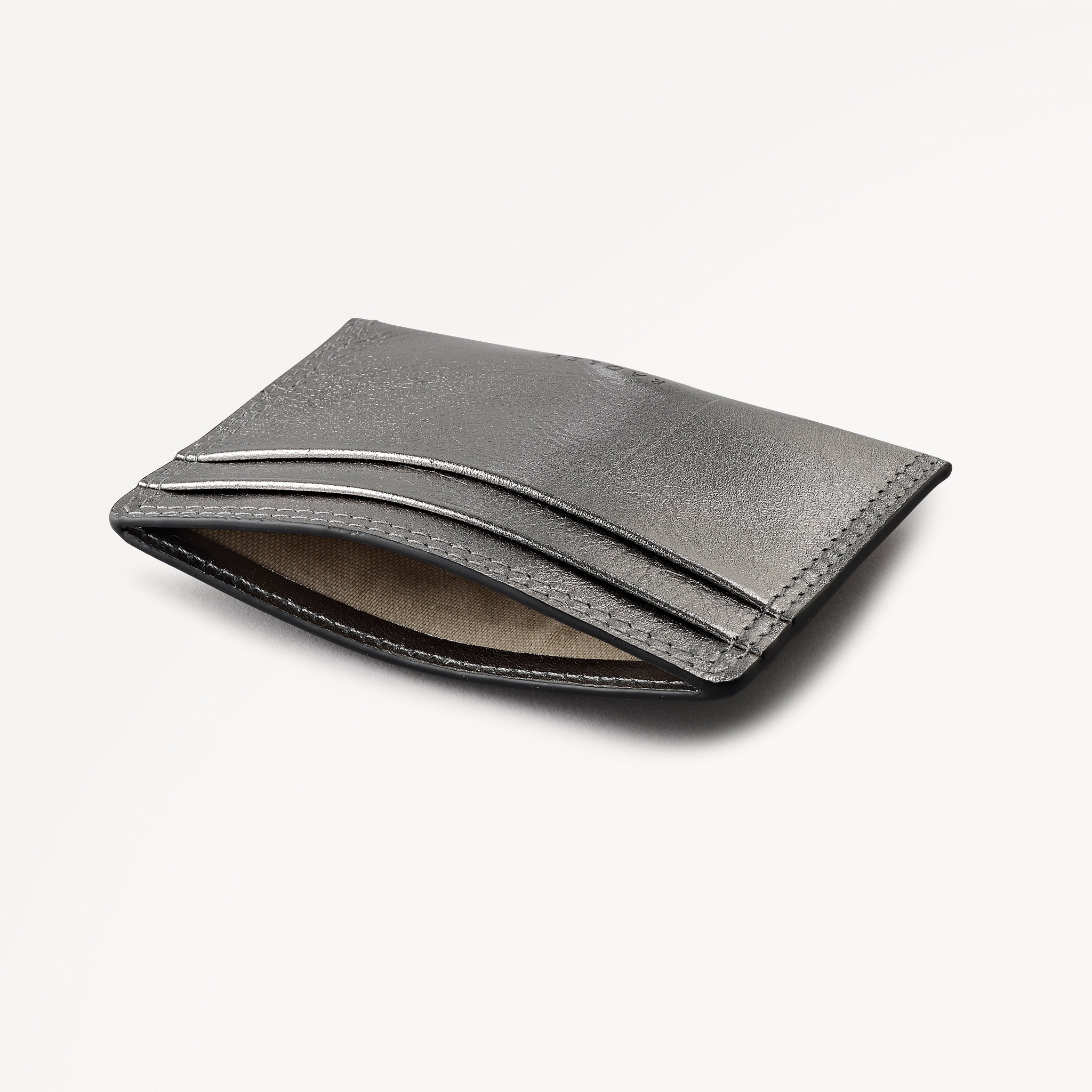 Coin Street Leather Small  Card Holder in Silver - 112109