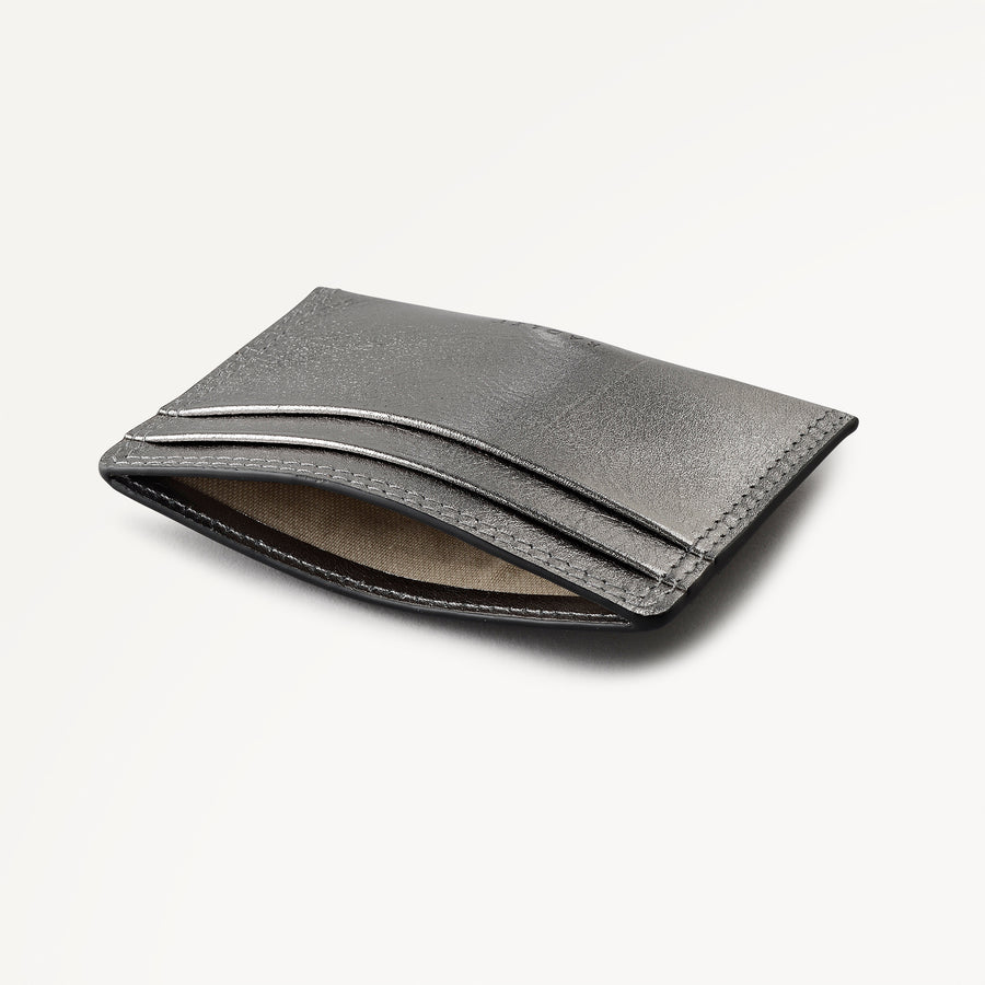 Coin Street Leather Small  Card Holder in Silver - 112109