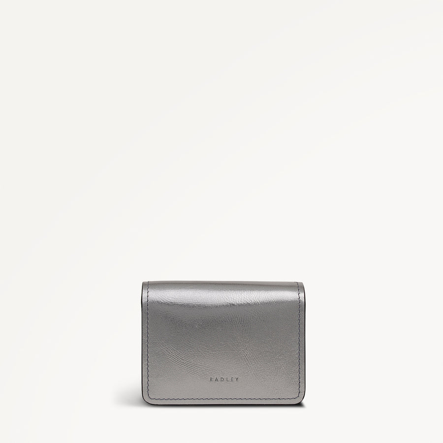 Chester Row Leather Small  Card Holder in Silver - 112111