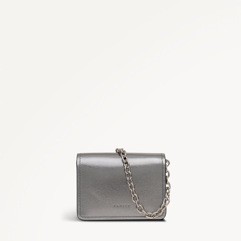 Chester Row Leather Small  Card Holder in Silver - 112111