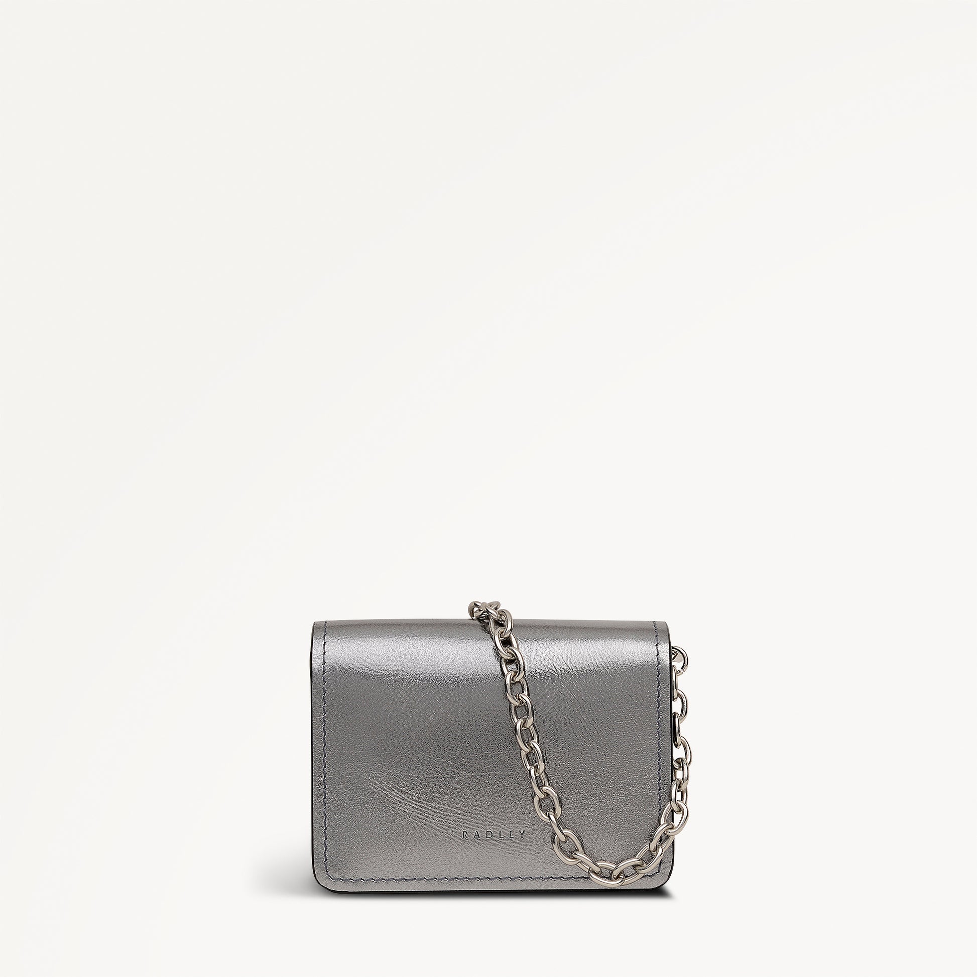 Chester Row Leather Small  Card Holder in Silver - 112111