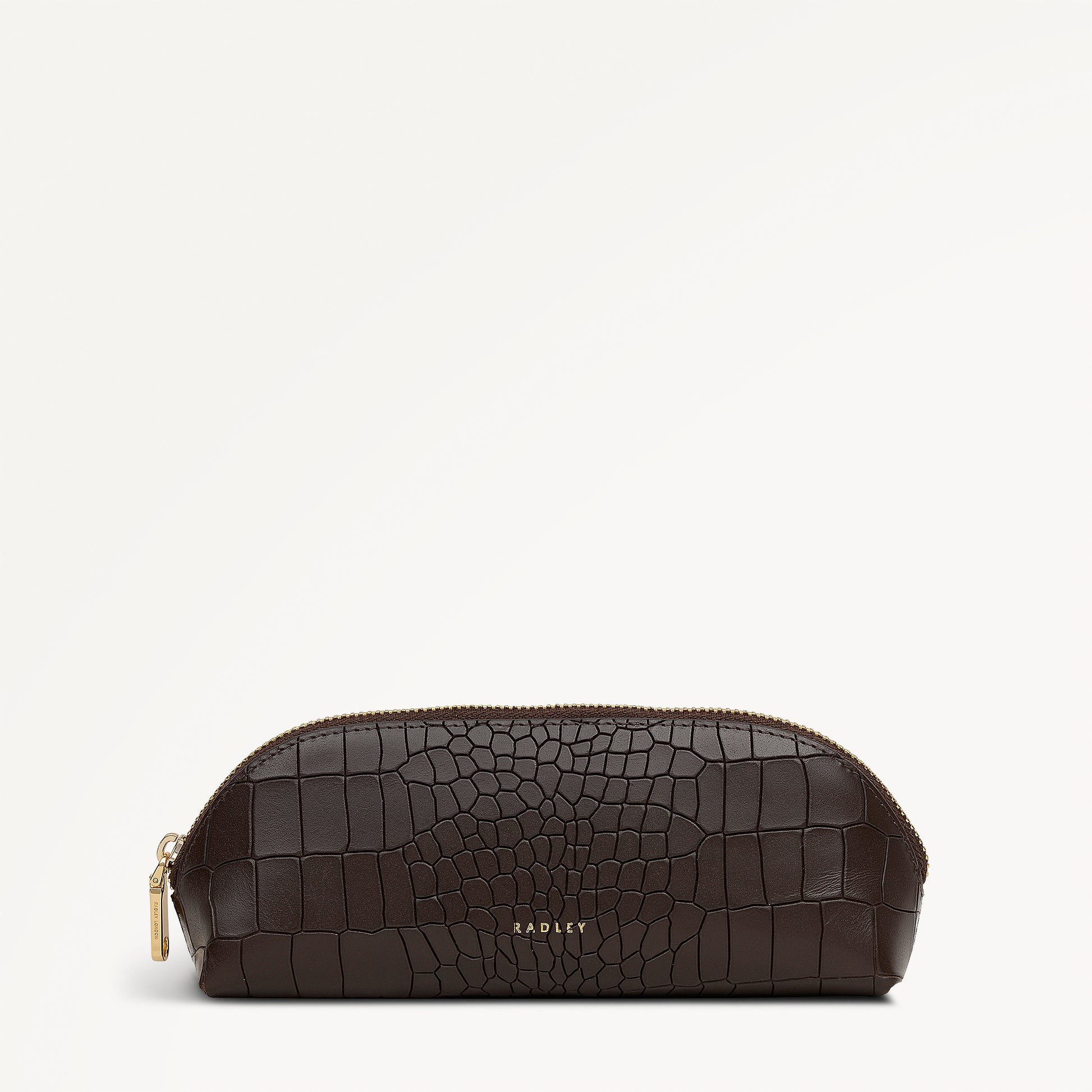 Commute Street Leather Small Ziptop Pencil Case in Dark Oak - 112112