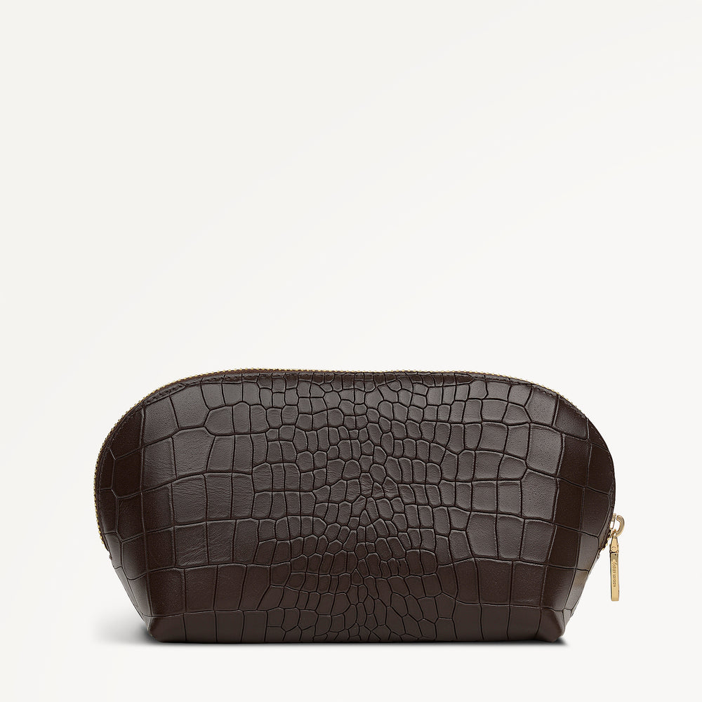 Commute Street Leather Medium  Cosmetic Pouch in Dark Oak - 112114