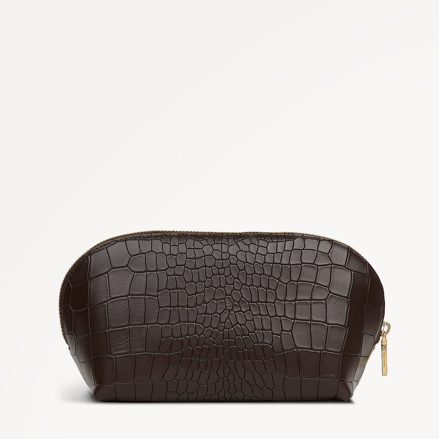 Commute Street Leather Medium  Cosmetic Pouch in Dark Oak - 112114