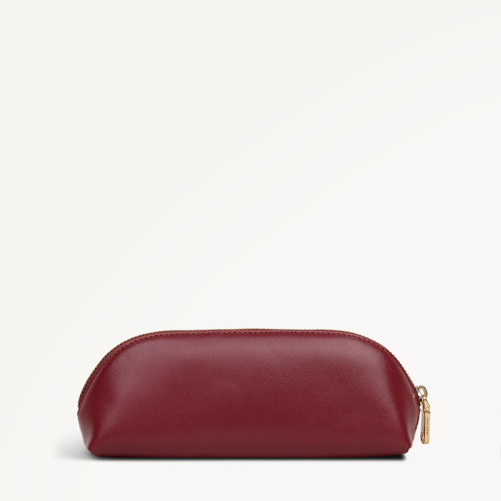 Commute Street Leather Small Ziptop Pencil Case in Carmine - 112115