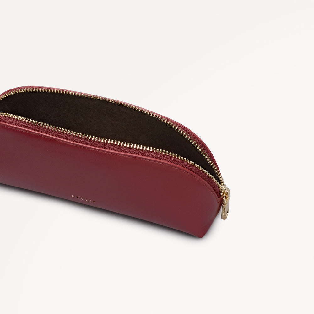 Commute Street Leather Small Ziptop Pencil Case in Carmine - 112115
