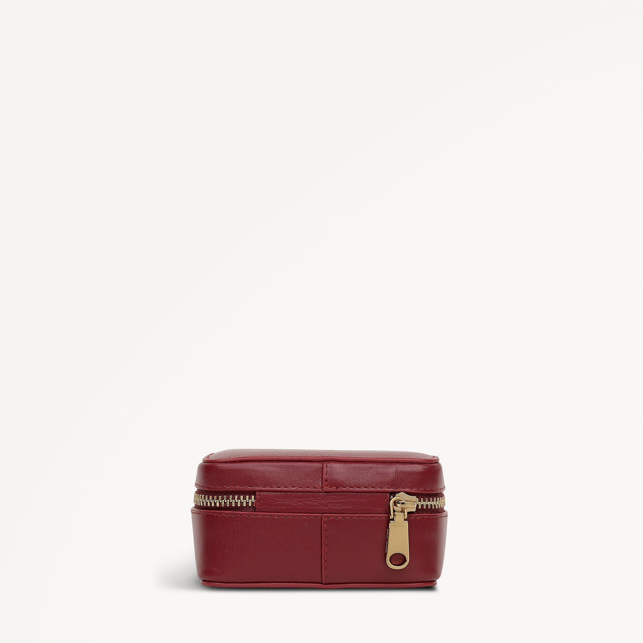 Commute Street Leather Small Zip Around Jewellery Box in Carmine - 112116