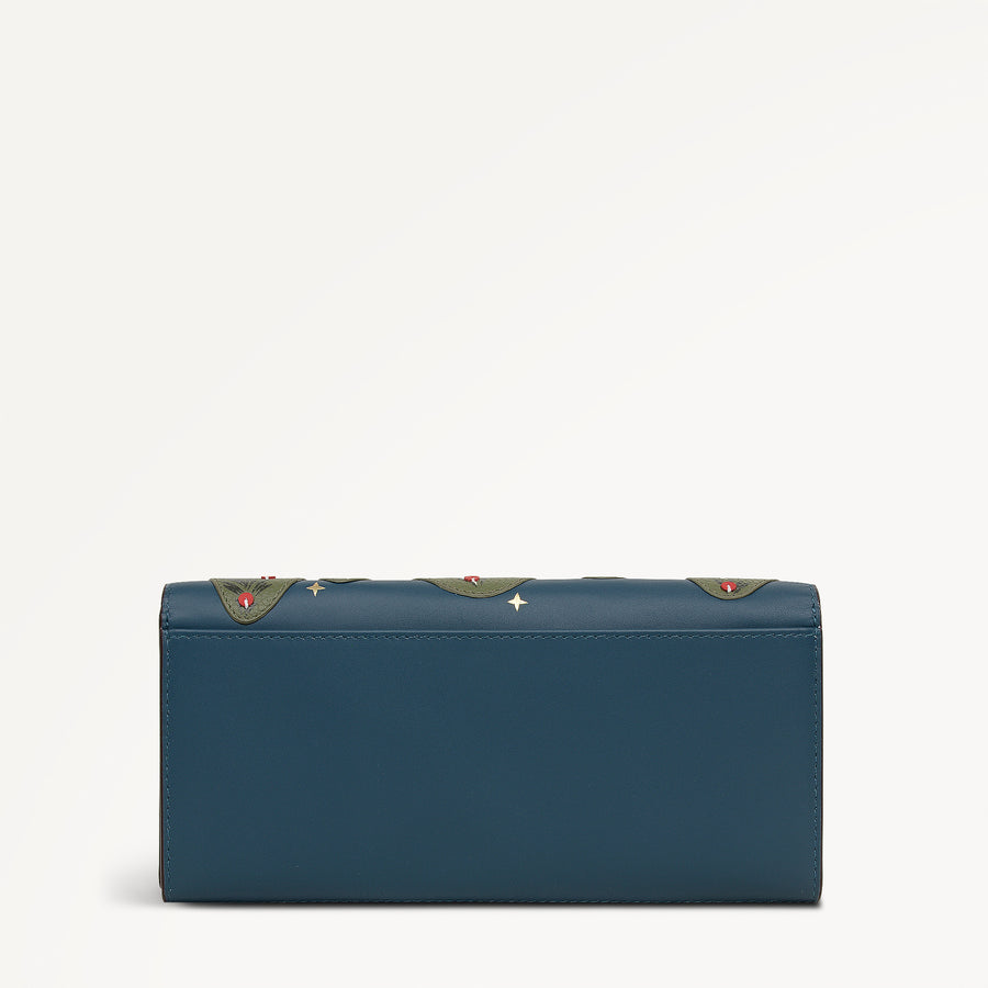 An Ice Day Leather Large Flapover Wallet in Teal - 112118