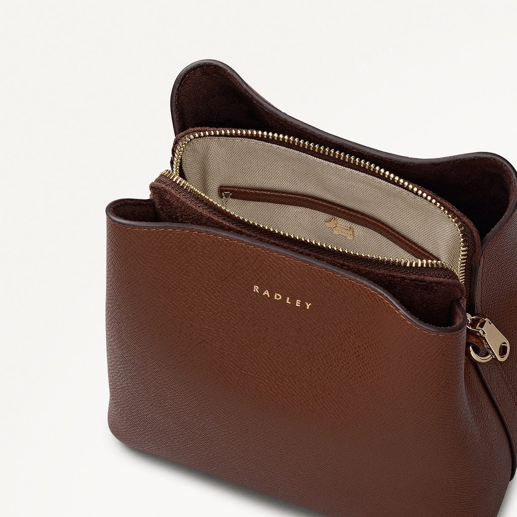 Dukes Place Leather Small Compartment Cross Body Bag in Chocolate - 112130