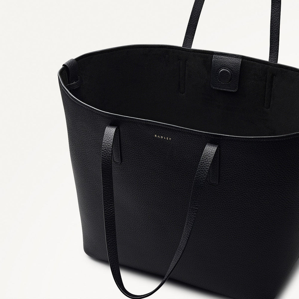Dukes Place Leather Large Open Top Tote Bag in Black - 112133