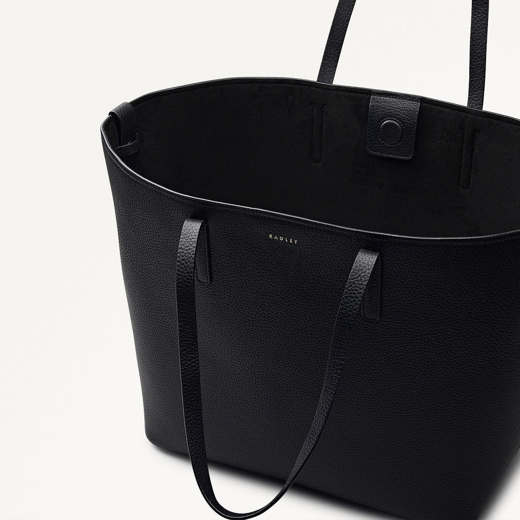 Dukes Place Leather Large Open Top Tote Bag in Black - 112133