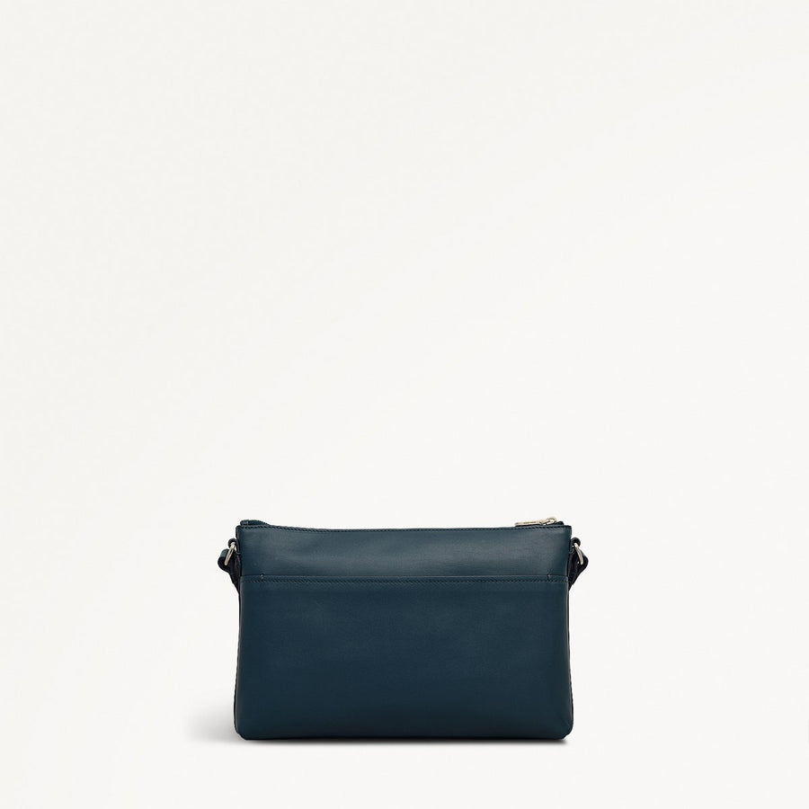 Pockets Leather Medium Ziptop EW Cross Body Bag in Teal - 112137