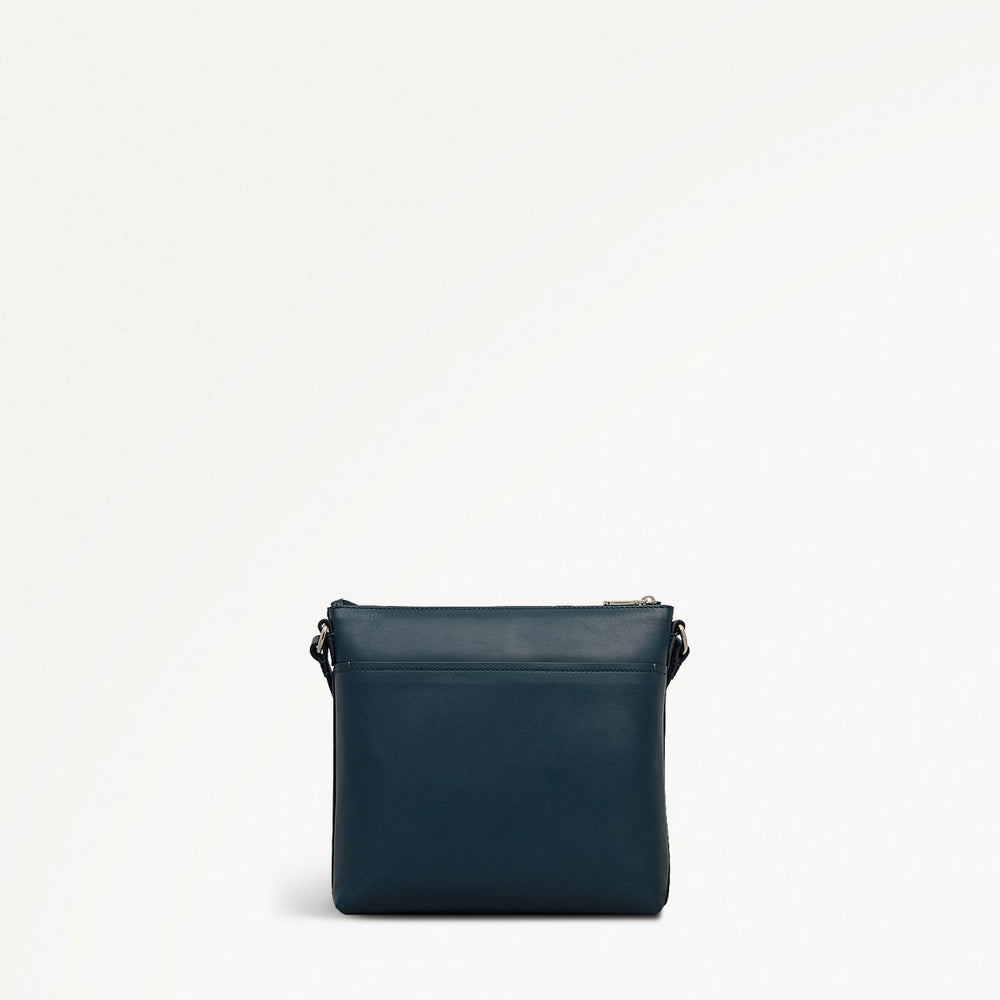 Pockets Leather Small Ziptop NS Cross Body Bag in Teal - 112138