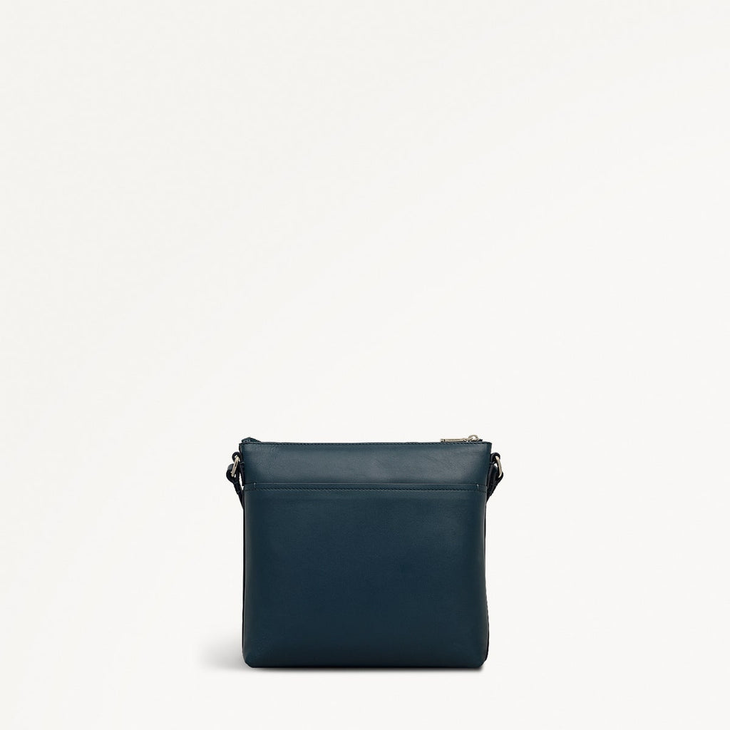Pockets Leather Small Ziptop NS Cross Body Bag in Teal - 112138