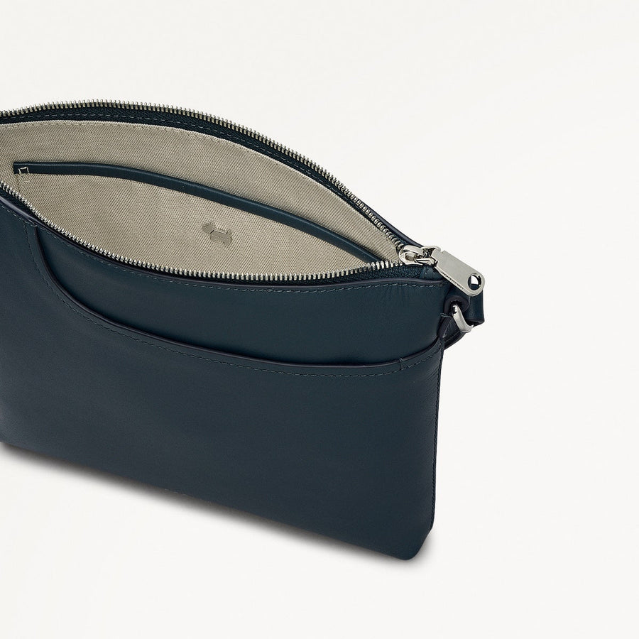 Pockets Leather Small Ziptop NS Cross Body Bag in Teal - 112138