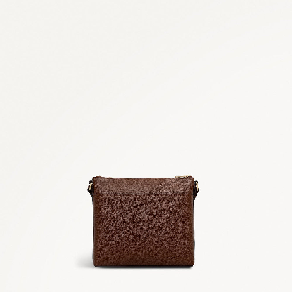 Pockets Leather Small Ziptop Ns Cross Body Bag in Chocolate - 112142