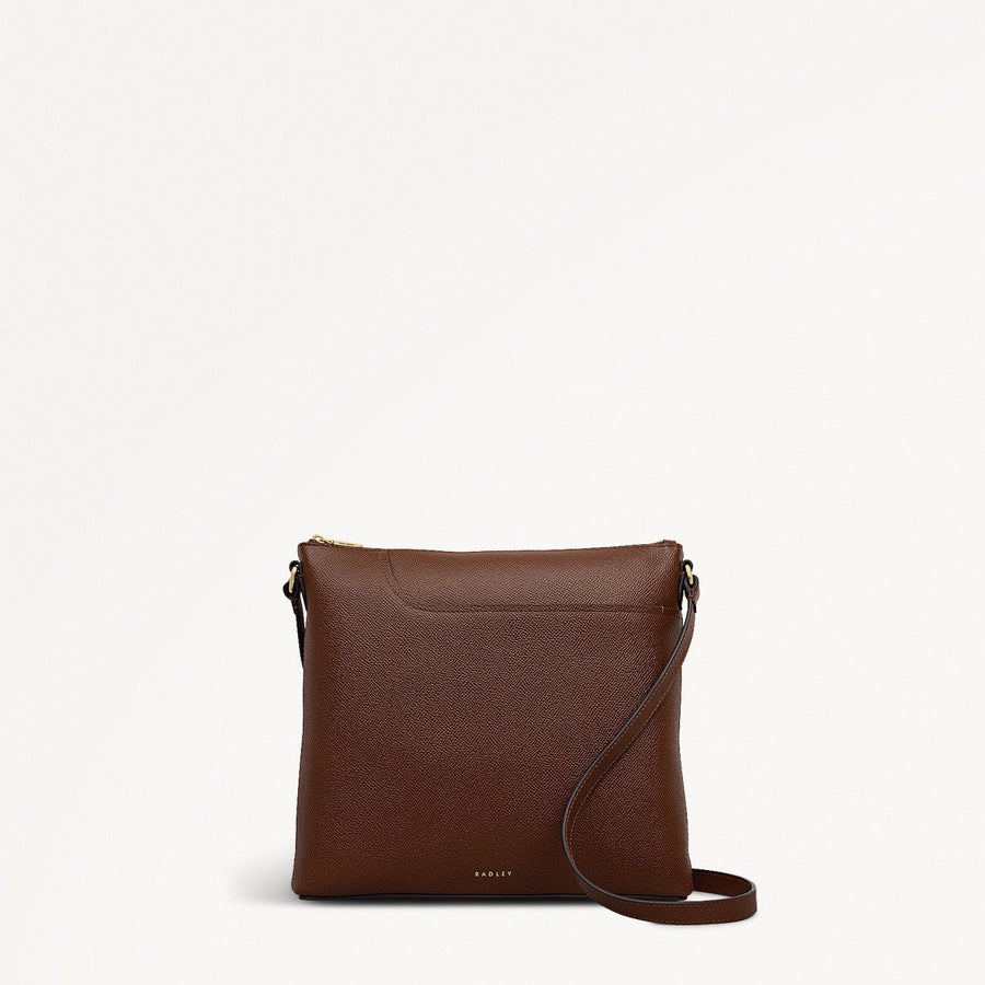 Pockets Leather Large Ziptop Ns Cross Body Bag in Chocolate - 112143