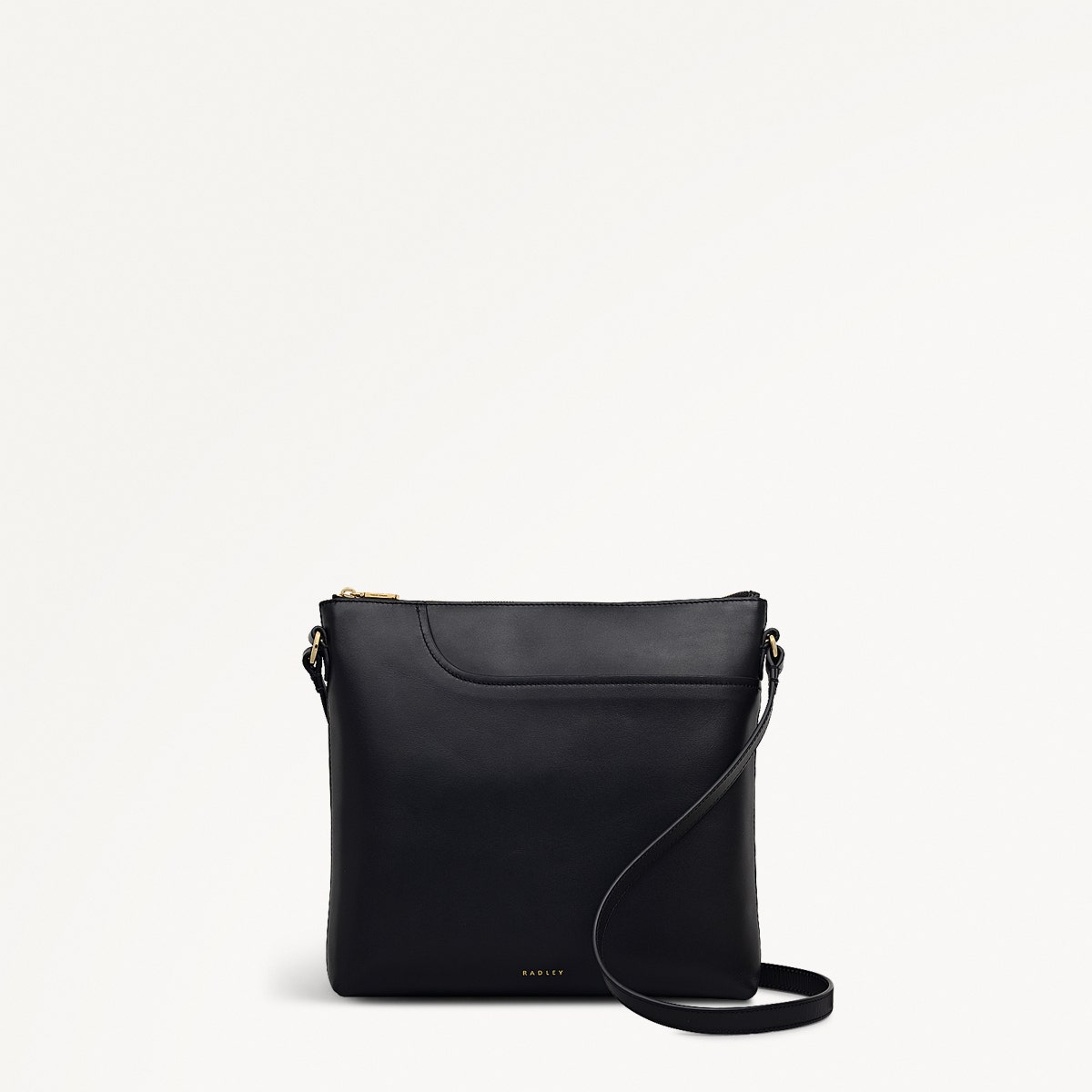 Pockets Leather Large Ziptop NS Cross Body Bag in Black - 112147
