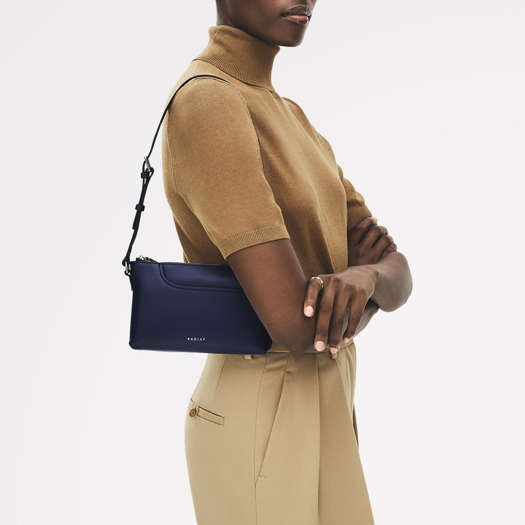 Pockets Leather Mini Ziptop Ew Shoulder Bag in Evenfall - 112148