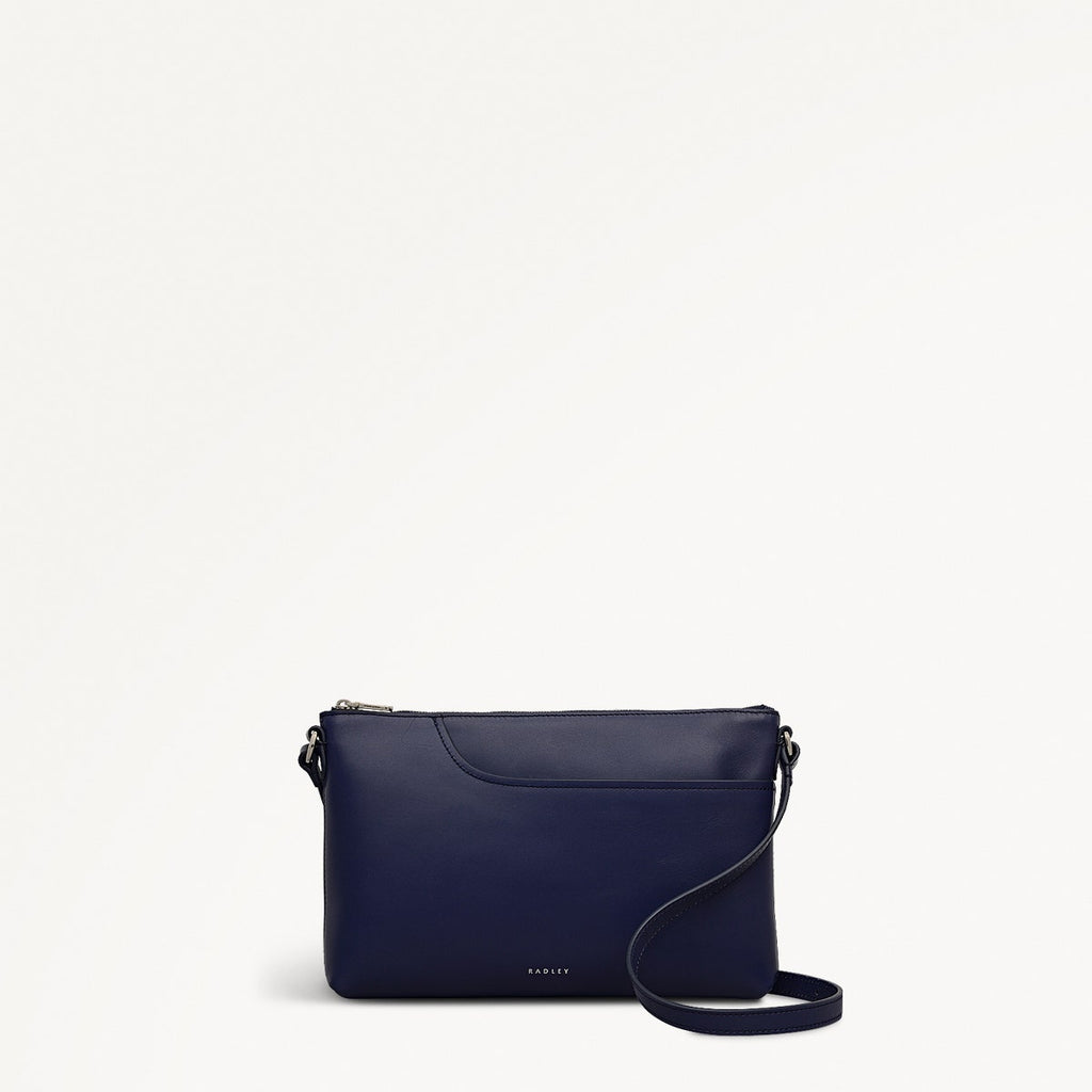 Pockets Leather Medium Ziptop EW Cross Body Bag in Evenfall - 112149