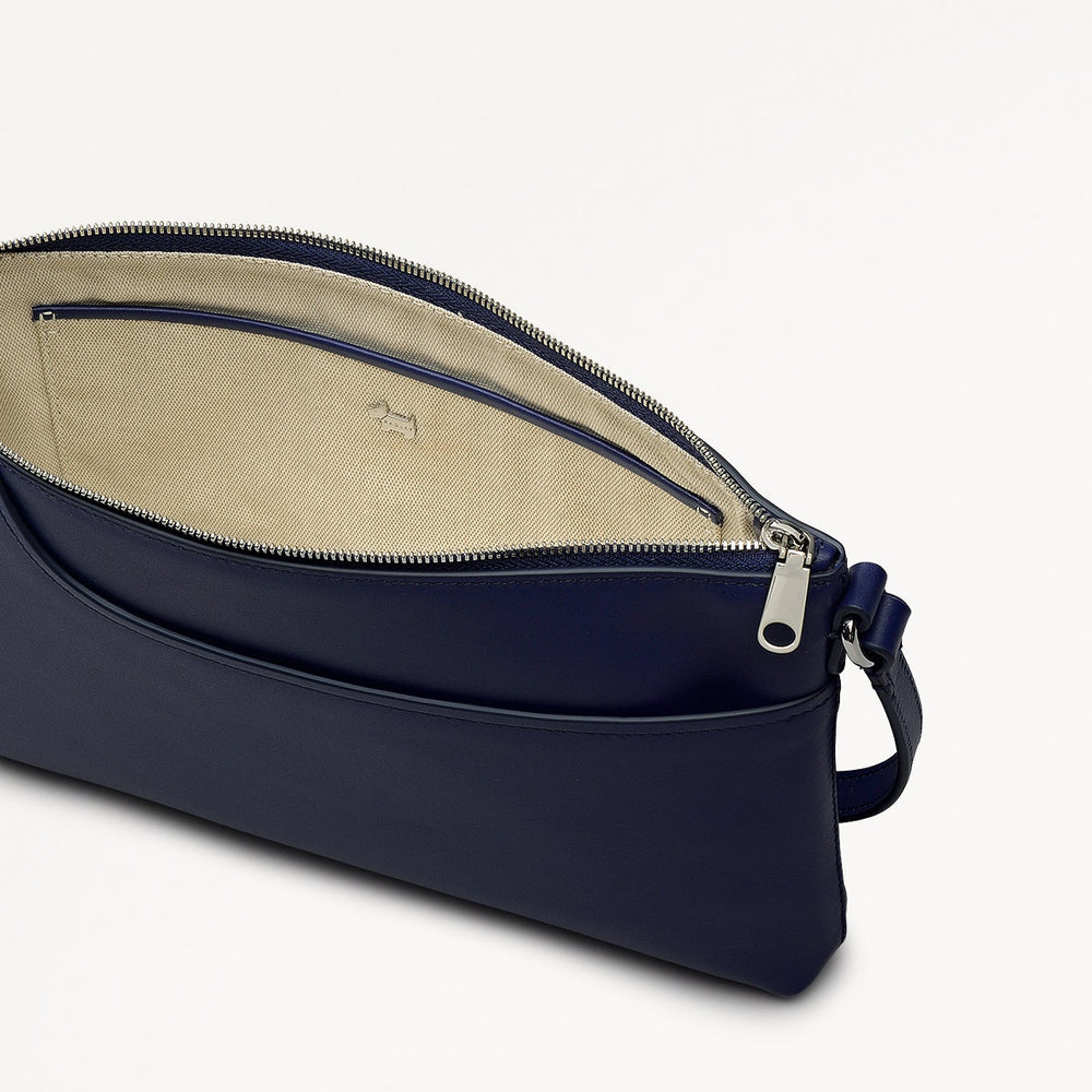 Pockets Leather Medium Ziptop EW Cross Body Bag in Evenfall - 112149