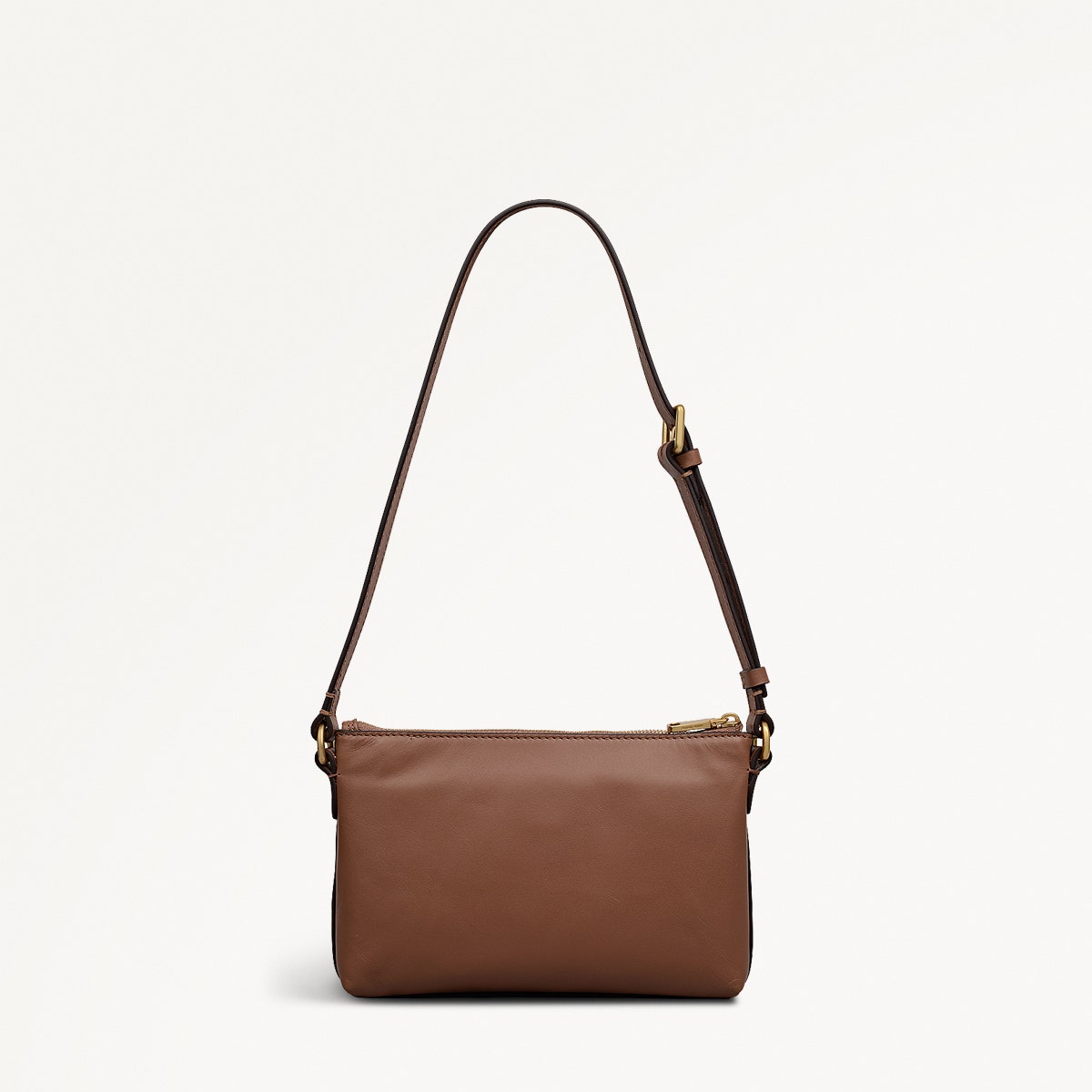 Pockets Leather Mini Ziptop Ew Shoulder Bag in Saddle - 112152