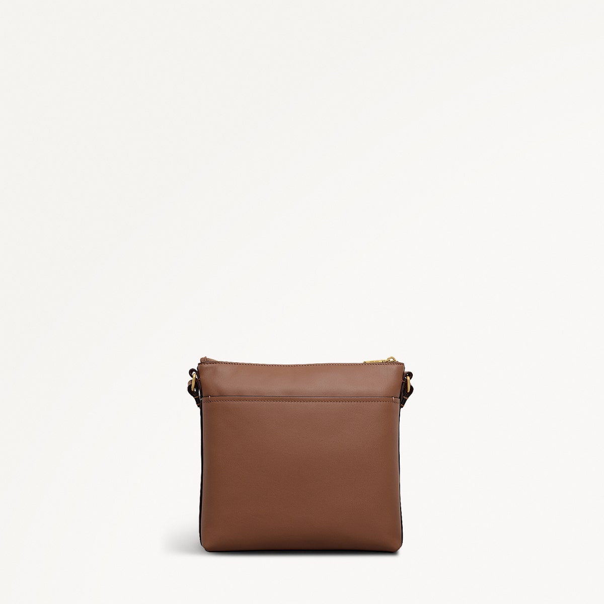 Pockets Leather Small Ziptop NS Cross Body Bag in Saddle - 112154