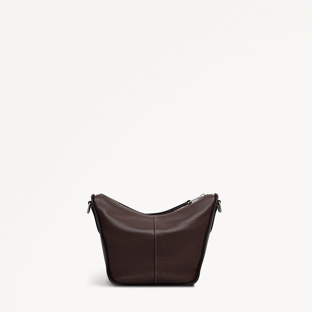 Oak Street Leather Small Ziptop Cross Body Bag in Dark Oak - 112156