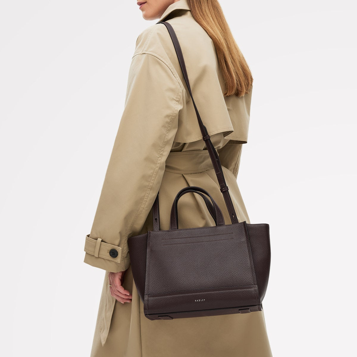 Oak Street Leather Medium Ziptop Grab Bag in Dark Oak - 112158