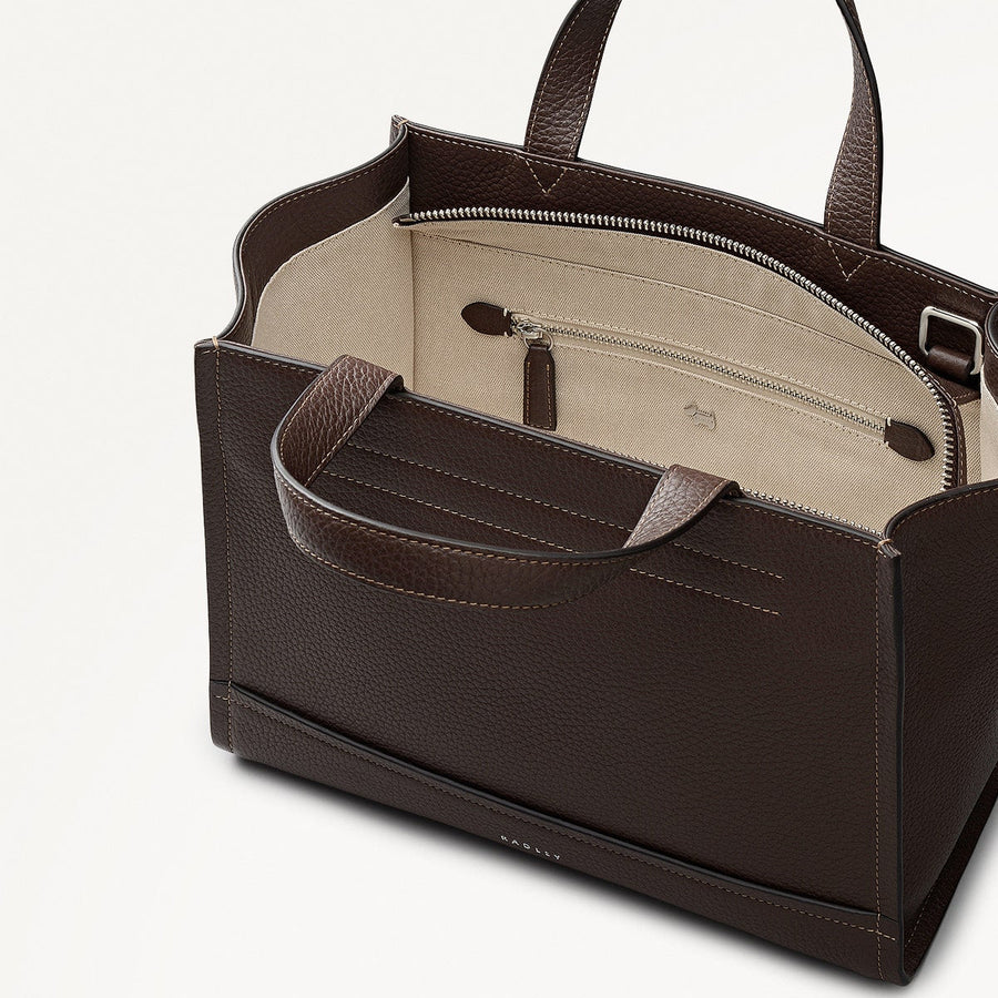 Oak Street Leather Medium Ziptop Grab Bag in Dark Oak - 112158