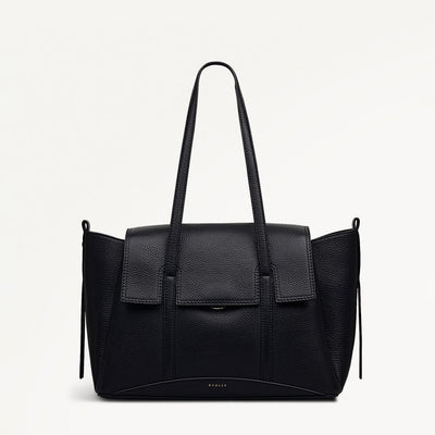 The Chancery Leather Medium Flapover Shoulder Bag in Black - 112164
