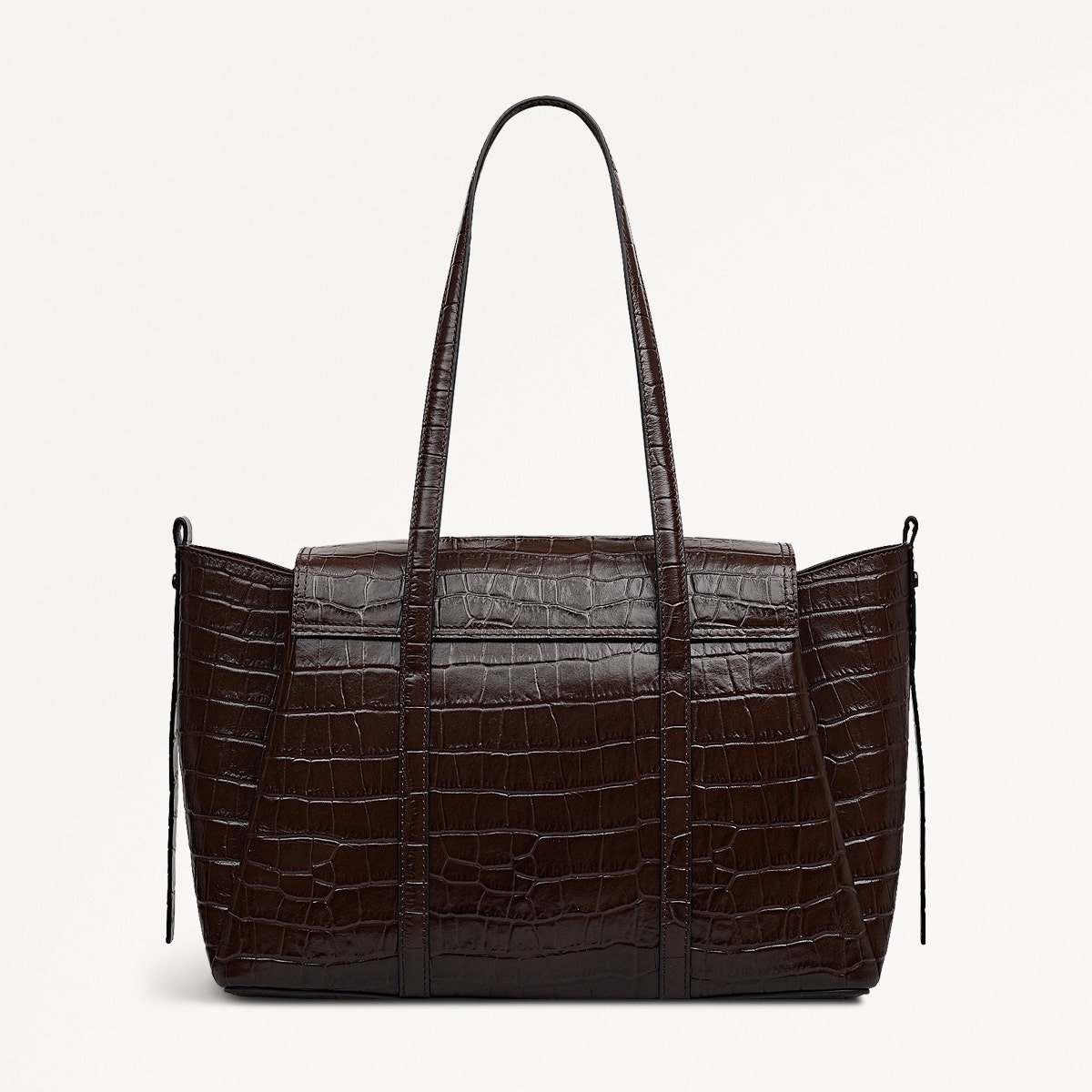 The Chancery Leather Medium Flapover Shoulder Bag in Dark Oak - 112167