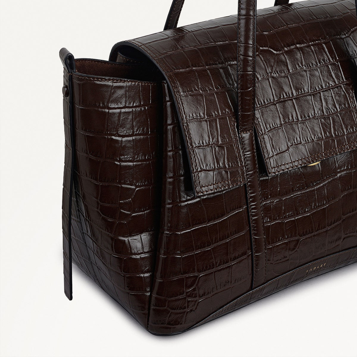 The Chancery Leather Medium Flapover Shoulder Bag in Dark Oak - 112167