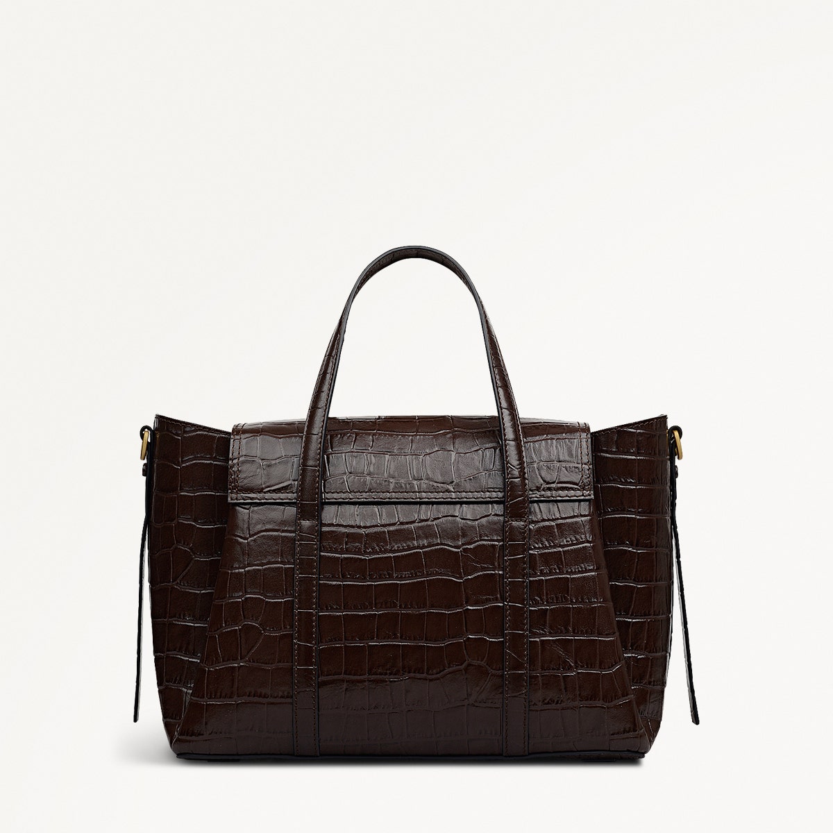 The Chancery Leather Medium Flapover Grab Bag in Dark Oak - 112168