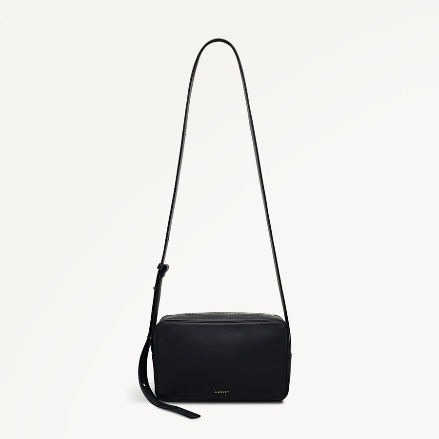 Duchess Close Leather Small Ziptop Cross Body Bag in Black - 112175